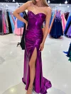 Sheath/Column Strapless Metallic Prom Dresses With Ruched #Milly020125921