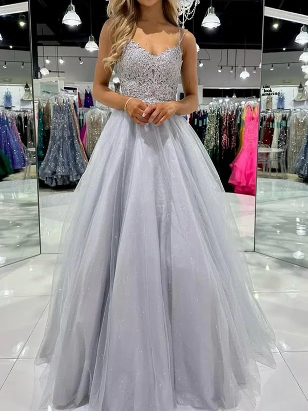 Glitter Ball Gown/Princess V-neck Appliques Prom Dresses #Milly020125936