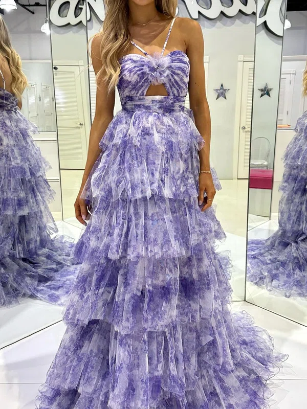 Unique Ball Gown/Princess Tulle Ruffle Floral Prom Dresses #Milly020125945