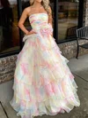 Ball Gown Strapless Tulle Ruffle Tiered Prom Dresses #Milly020125967