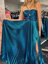 Sparkly A-line Halter Metallic Prom Dresses With Ruched #Milly020125976