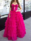 Ball Gown Strapless Tulle Ruffle Tiered Prom Dresses #Milly020125978