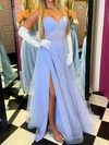 A-line Strapless Tulle Beaded Prom Dresses With Ruched #Milly020125981