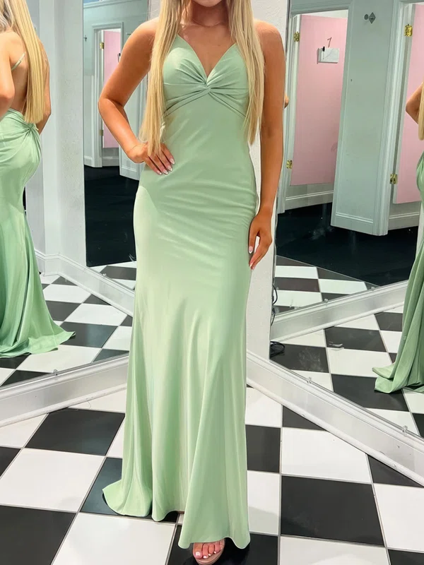 Unique Sheath/Column Jersey V-neck Ruched Prom Dresses #Milly020125984