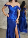 Mermaid Off-the-shoulder Satin Corset Prom Dresses With Ruched #Milly020125997