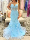 Mermaid Sweetheart Tulle Corset Prom Dresses With Appliques #Milly020126004
