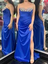 Mermaid Strapless Ruched Satin Prom Dresses With Beading #Milly020126020