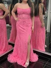 Corset Sheath/Column Tulle Appliques Split Prom Dresses #Milly020126023