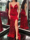 Sheath/Column V-neck Sparkly Sequin Prom Dresses #Milly020126028