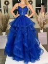 Princess V-neck Tulle Ruffle Prom Dresses With Appliques #Milly020126039