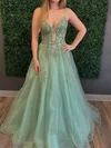 Glitter Ball Gown/Princess V-neck Appliques Prom Dresses #Milly020126060