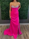 Mermaid Strapless Ruched Satin Prom Dresses With Beading #Milly020126062