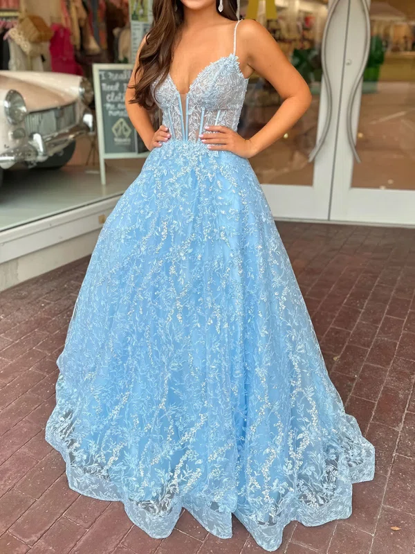 Ball Gown V-neck Lace Corset Prom Dresses With Appliques #Milly020126090