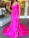 Sheath/Column V-neck Satin Corset Prom Dresses With Bow #Milly020126095
