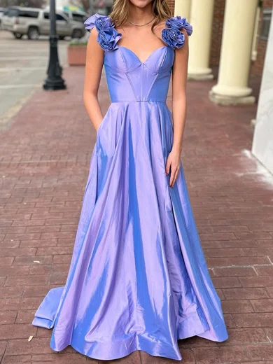 A-line Sweetheart Satin Corset Prom Dresses With Ruched #Milly020126097