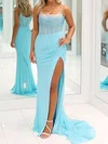 Sheath/Column Square Neck Jersey Beaded Prom Dresses With Ruched #Milly020126105