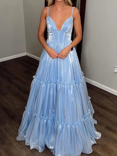 Ball Gown V-neck Taffeta Corset Prom Dresses With Ruched #Milly020126118