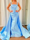 Ball Gown Square Neck Satin Modest Prom Dresses With Ruched #Milly020126122