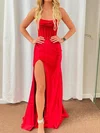 Sheath/Column Strapless Satin Corset Prom Dresses With Ruched #Milly020126125