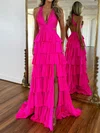 Glitter Ball Gown/Princess Satin Beaded Tiered Prom Dresses #Milly020126154