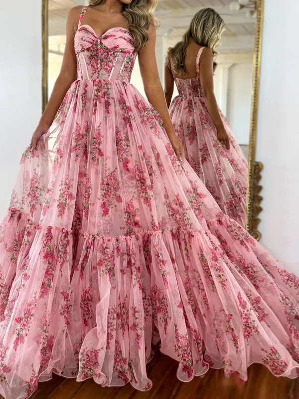 Corset Ball Gown/Princess Chiffon Sweetheart Floral Prom Dresses #Milly020126158