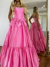 Unique Ball Gown/Princess Satin Straight Bow Ruched Prom Dresses #Milly020126159