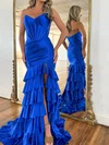 Corset Trumpet/Mermaid Satin V-neck Ruched Tiered Prom Dresses #Milly020126160