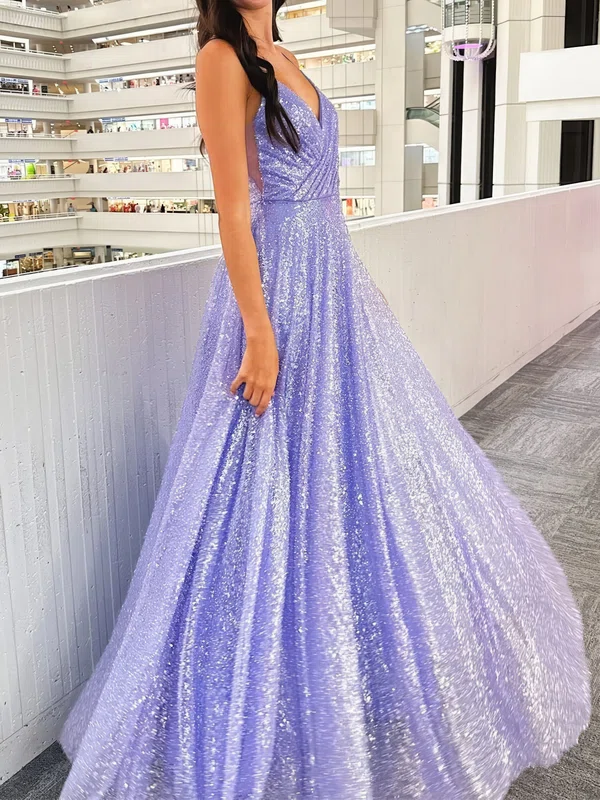 Ball Gown V-neck Tulle Backless Prom Dresses With Ruched #Milly020126164