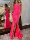 Mermaid One Shoulder Satin Prom Dresses With Ruched #Milly020126172