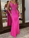 Sheath/Column V-neck Jersey Cut Out Beaded Prom Dresses #Milly020126174