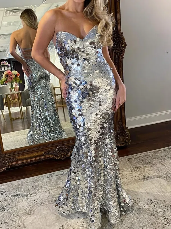 Mermaid Strapless Sparkly Sequin Prom Dresses #Milly020126178