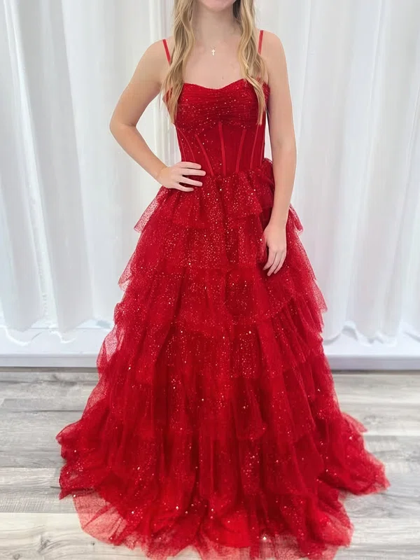 Ball Gown Sweetheart Tulle Ruffle Tiered Prom Dresses #Milly020126182