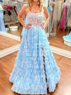 Glitter Ball Gown/Princess Appliques Tiered Split Prom Dresses #Milly020126184
