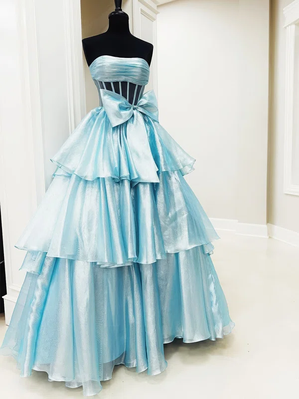 Glitter Ball Gown/Princess Straight Bow Ruched Prom Dresses #Milly020126194