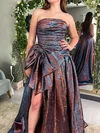 Ball Gown Strapless Ruched Satin Prom Dresses With Bow #Milly020126196