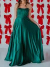 A-line Strapless Satin Corset Prom Dresses #Milly020126199