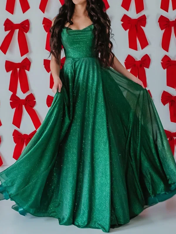 Glitter Ball Gown/Princess Cowl Neck Ruched Prom Dresses #Milly020126201