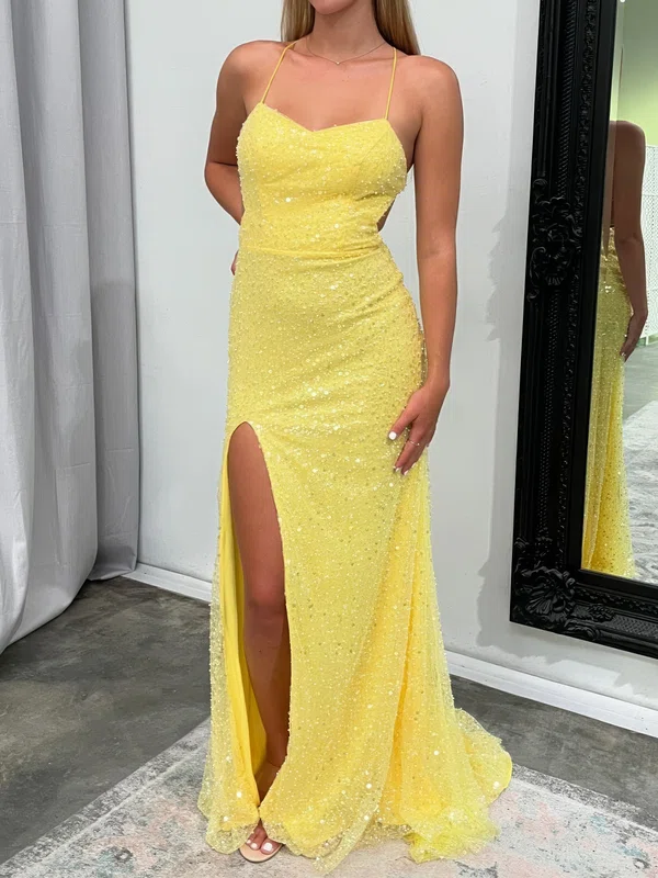 Sheath/Column V-neck Sparkly Sequin Prom Dresses With Beading #Milly020126206