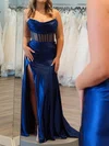 Sheath/Column Strapless Satin Corset Prom Dresses With Ruched #Milly020126234