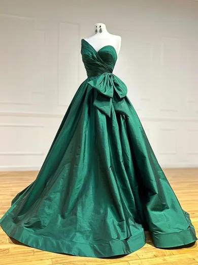 Ball Gown One Shoulder Satin Prom Dresses With Bow #Milly020126247