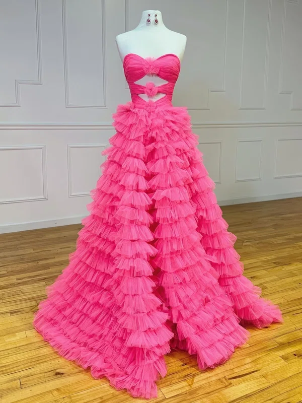 Puffy Ball Gown/Princess Tulle Cut Out Ruffle Prom Dresses #Milly020126263