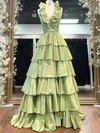Ball Gown Halter Taffeta Backless Tiered Prom Dresses #Milly020126274