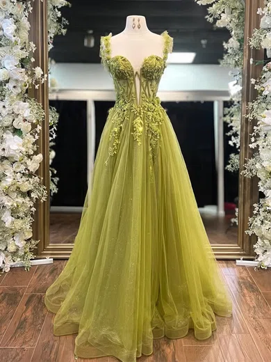 Ball Gown Sweetheart Tulle Prom Dresses With Appliques #Milly020126275