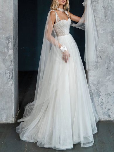 Ball Gown Sweetheart Tulle Chapel Train Wedding Dress #Milly00026946