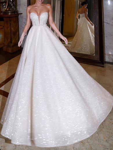 Ball Gown Sweetheart Glitter Chapel Train Wedding Dress #Milly00026970