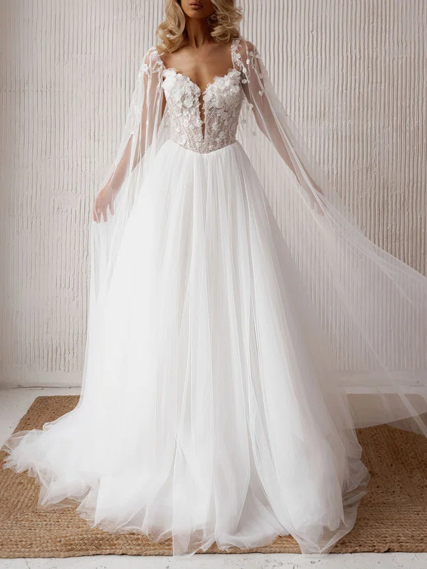 Ball Gown Sweetheart Tulle Watteau Train Wedding Dress #Milly00027009