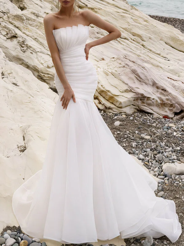 Trumpet/Mermaid Straight Organza Chapel Train Wedding Dress #Milly00027169