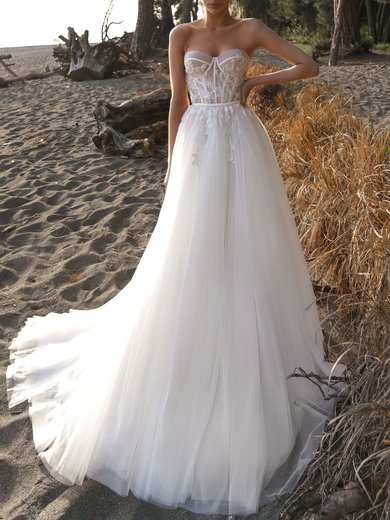 Ball Gown/Princess Sweetheart Tulle Chapel Train Wedding Dress #Milly00027189