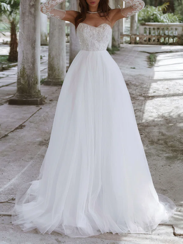 Ball Gown/Princess Sweetheart Tulle Court Train Wedding Dress #Milly00027191