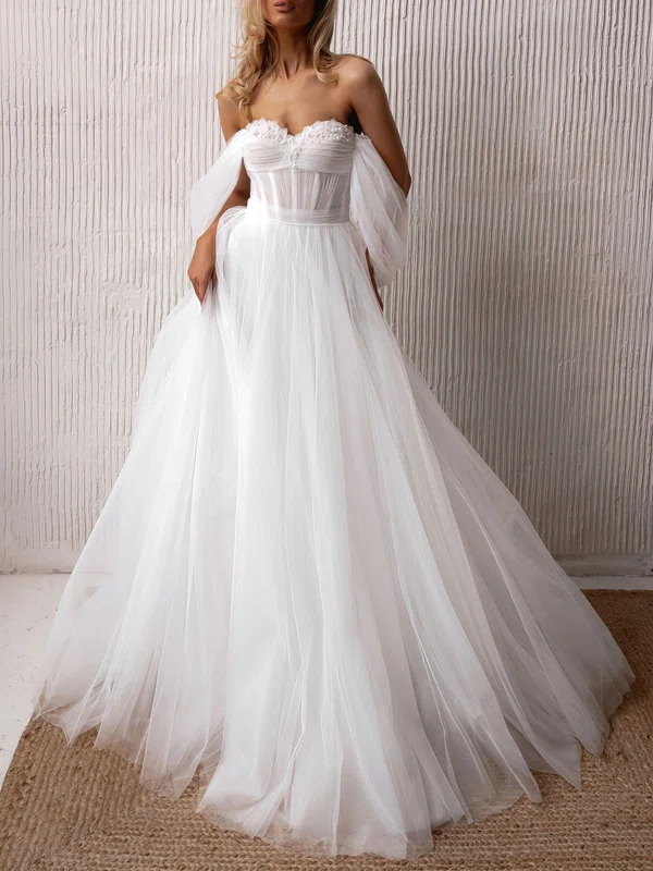 Ball Gown/Princess Sweetheart Tulle Chapel Train Wedding Dress #Milly00027200